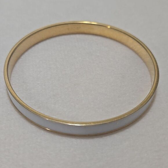 Vintage Monet White And Gold Bangle Bracelet - Picture 1 of 4